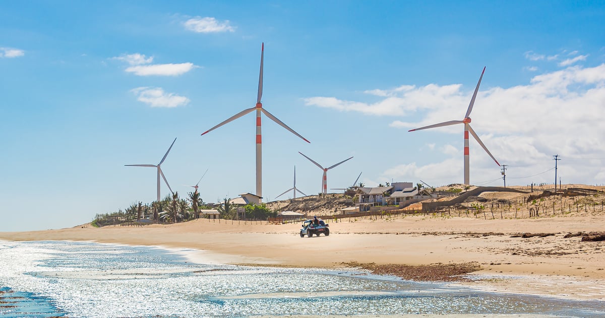 Windmills at Icaraizinho Beach in Brazil