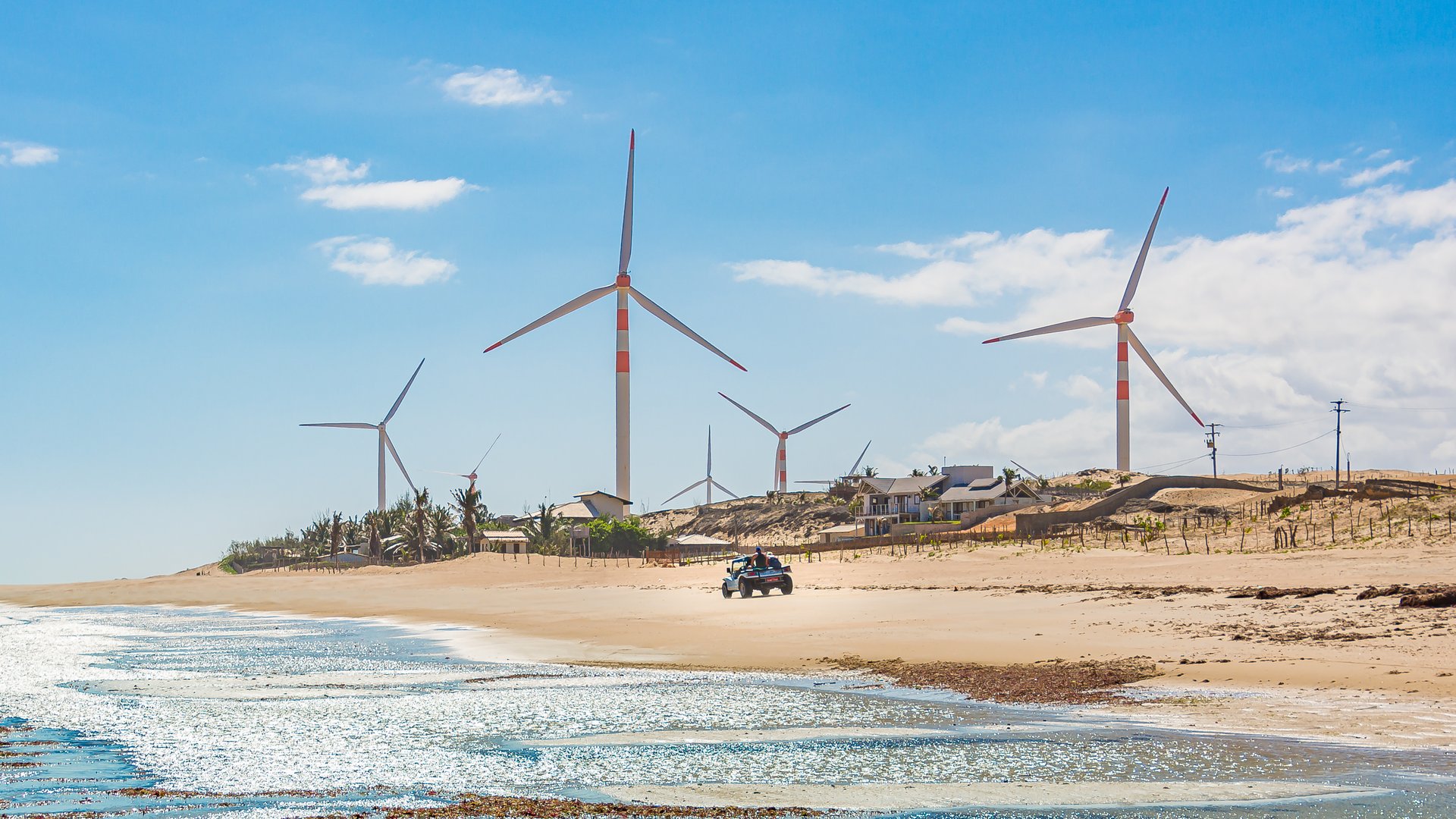 Windmills at Icaraizinho Beach in Brazil