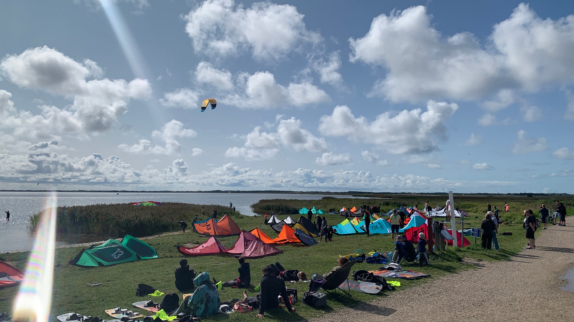 kitesurfers ready for session in kloster ringköbing denmark