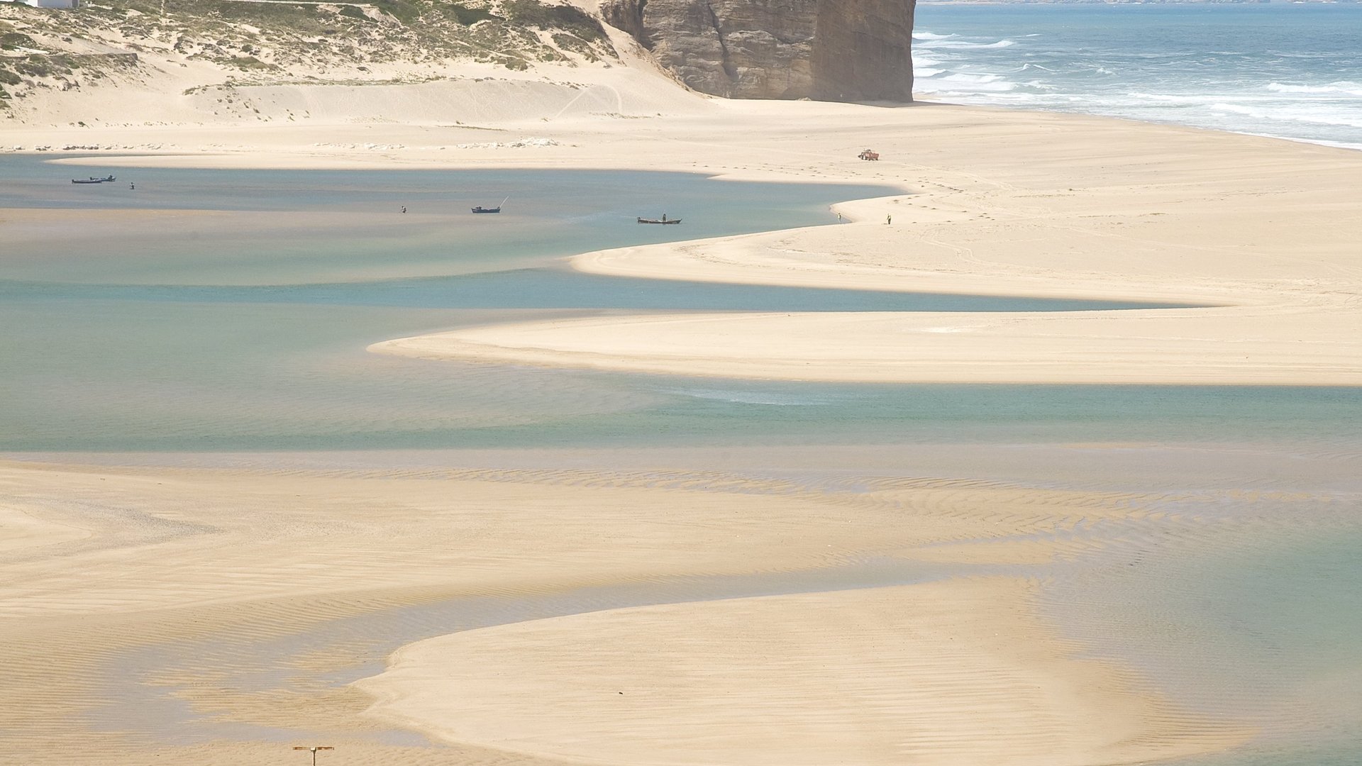 Obidos Lagoon at flat water in Portugal