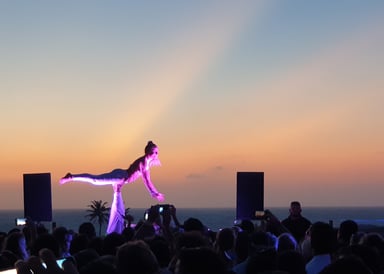 Part in roof top bar over Jericoacoara