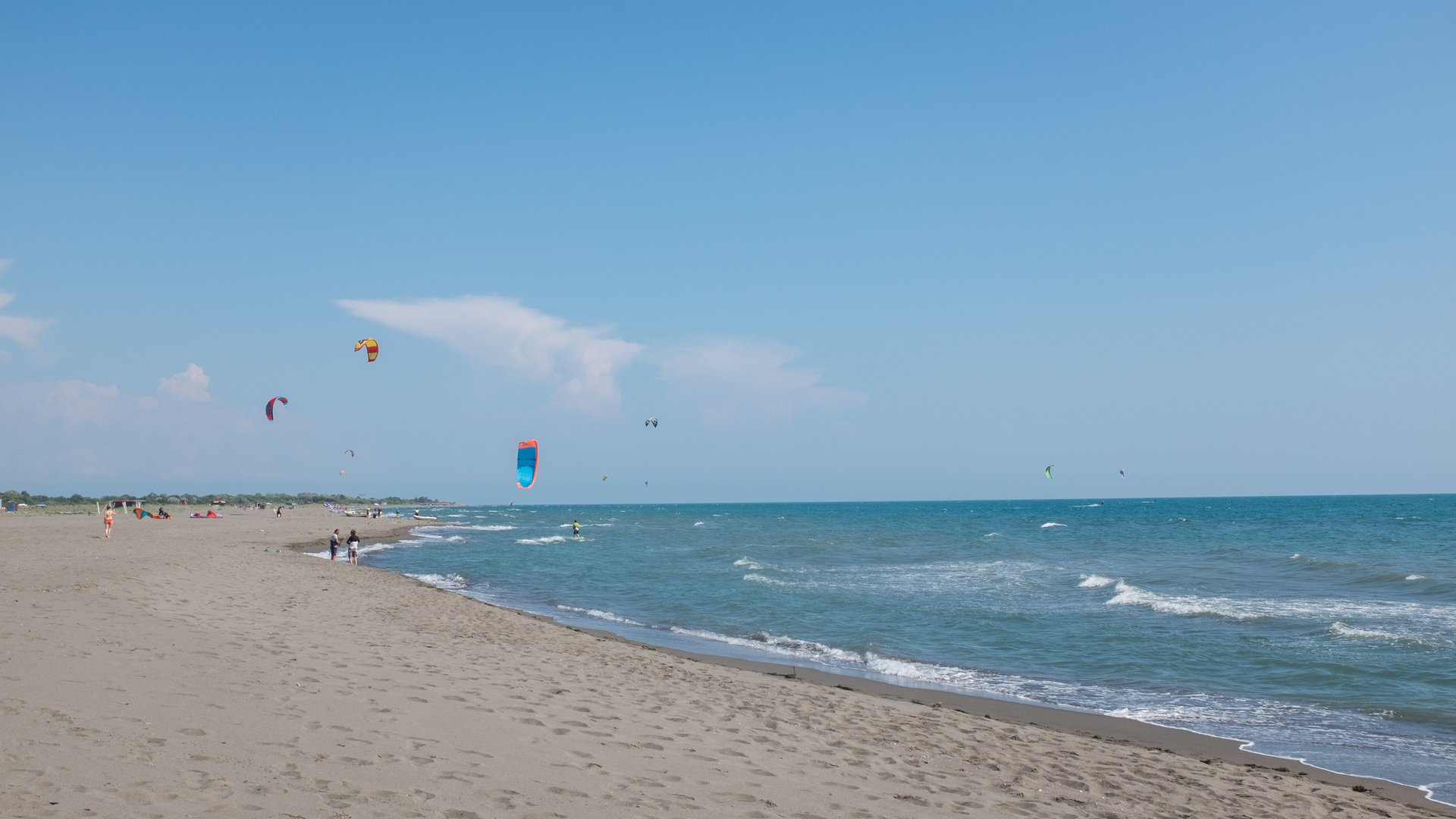 Empty large beach in Ada Bojana Montenegro