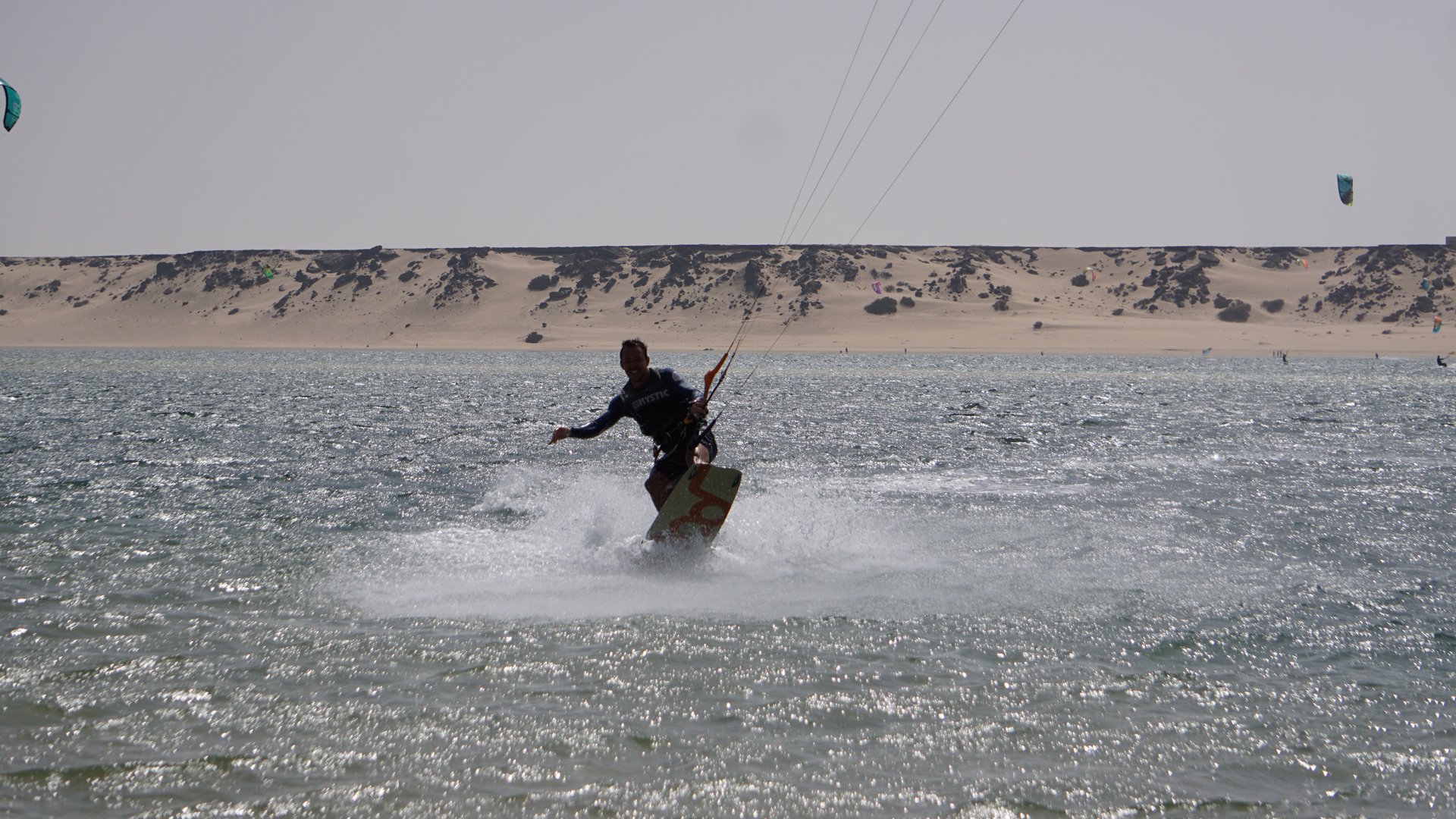 Kitesurfer having fund in Dakhla Kitesurfing Bay