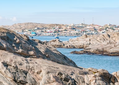 view of luderitz in namibia over stones