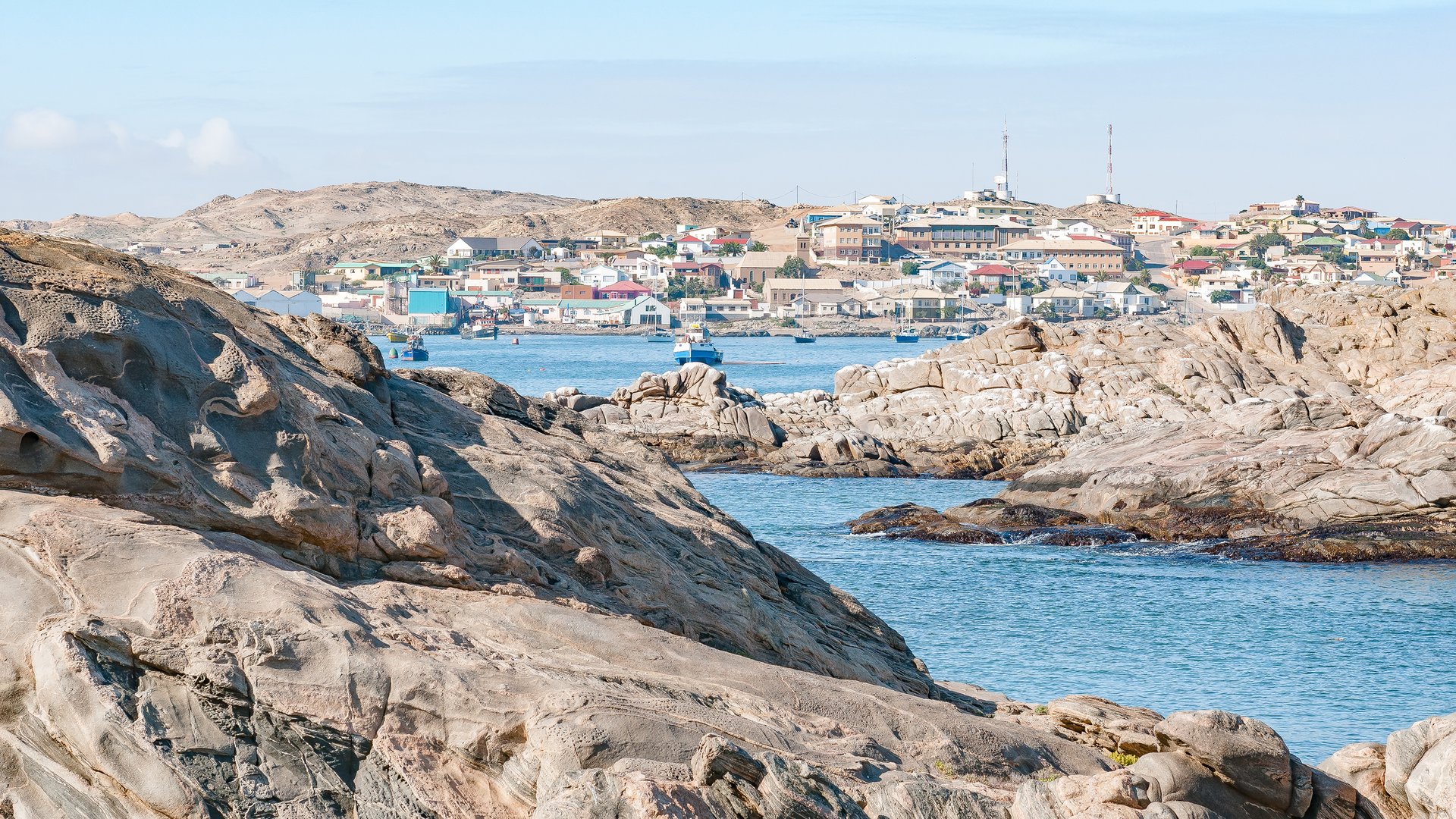 view of luderitz in namibia over stones