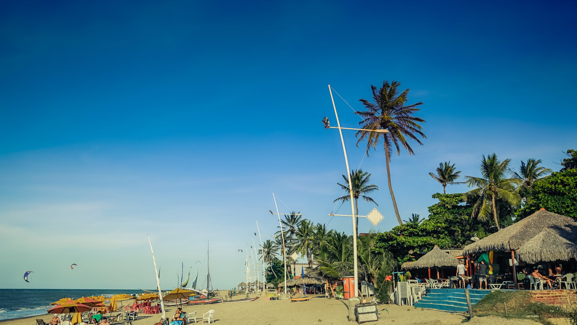 tropical beach bars at kite beach Cumbuco Brazil