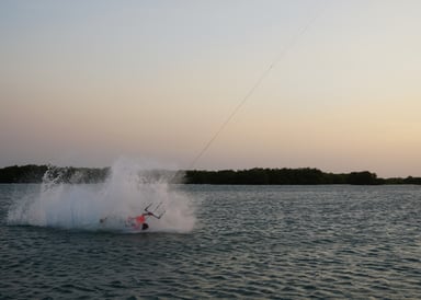 Philippe crashing his kite hard in Barra Grande Lagoon