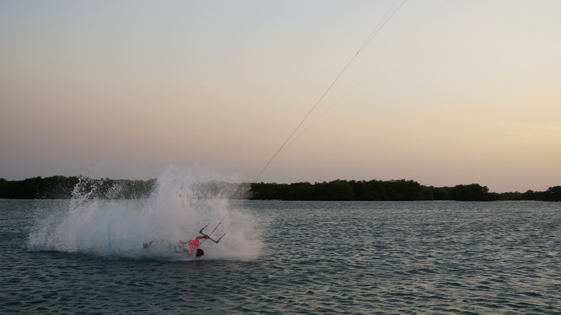 Philippe crashing his kite hard in Barra Grande Lagoon