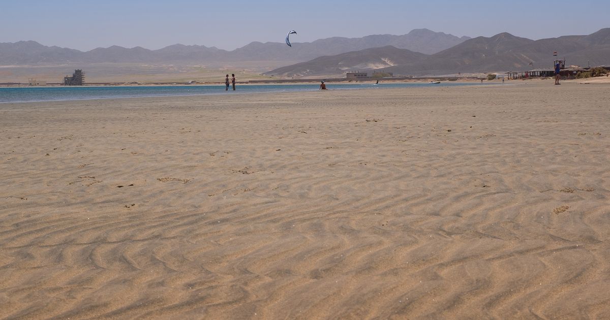 Sandy Beach in Lahami with Mountains in the Background
