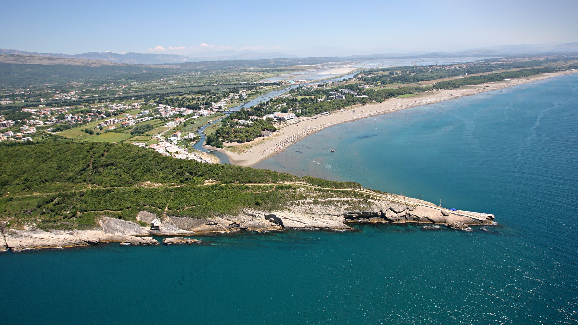 Aerial Picture of Velika Plaza Kitesurfing Coastline in Monte Negro