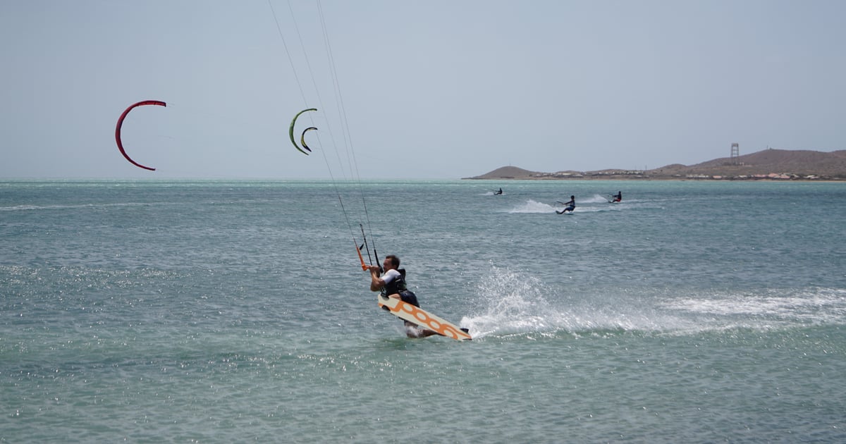Super flat water at Cabo De la Vela with strong offshore wind