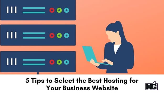 Colorful illustration of host provider for business websites.