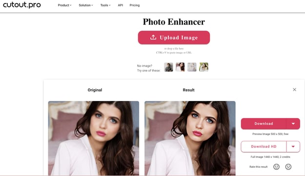 Cutout.pro upscale photos