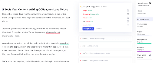 content writer tool grammarly