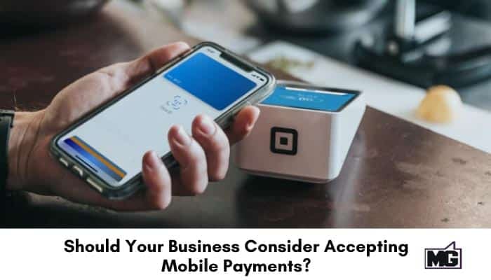 Making mobile payments at a small business. 