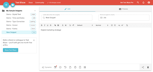 Text blaze for brand marketing tactics and scheduling