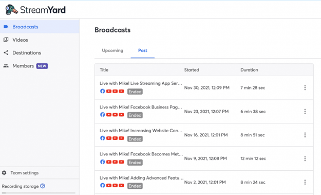 streamyard live stream app service