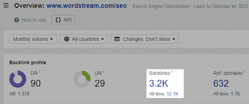 Link building API data