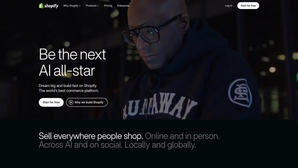 Shopify home page screenshot