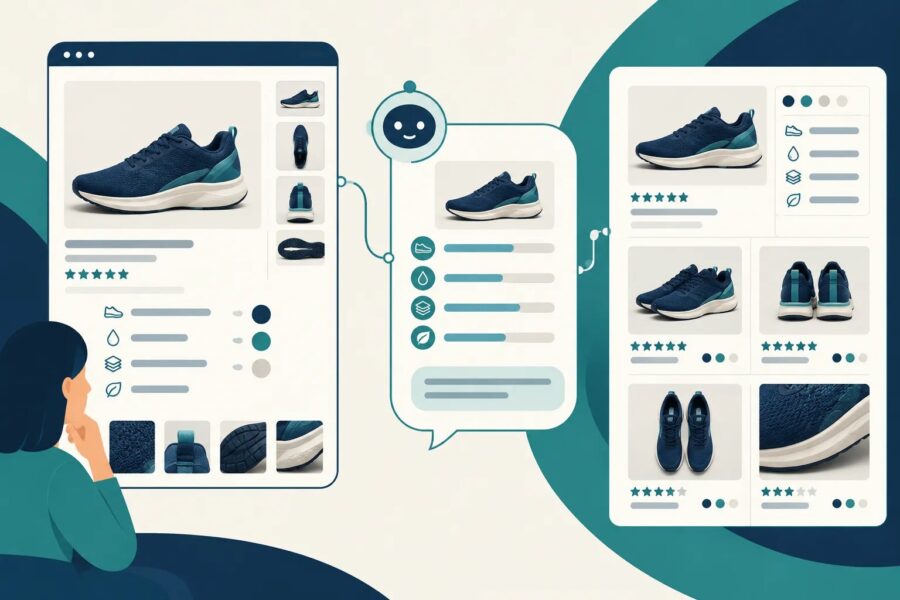 Consistent ecommerce product attributes connecting a store page with shopping and discovery surfaces
