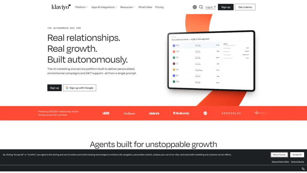 Klaviyo home page screenshot