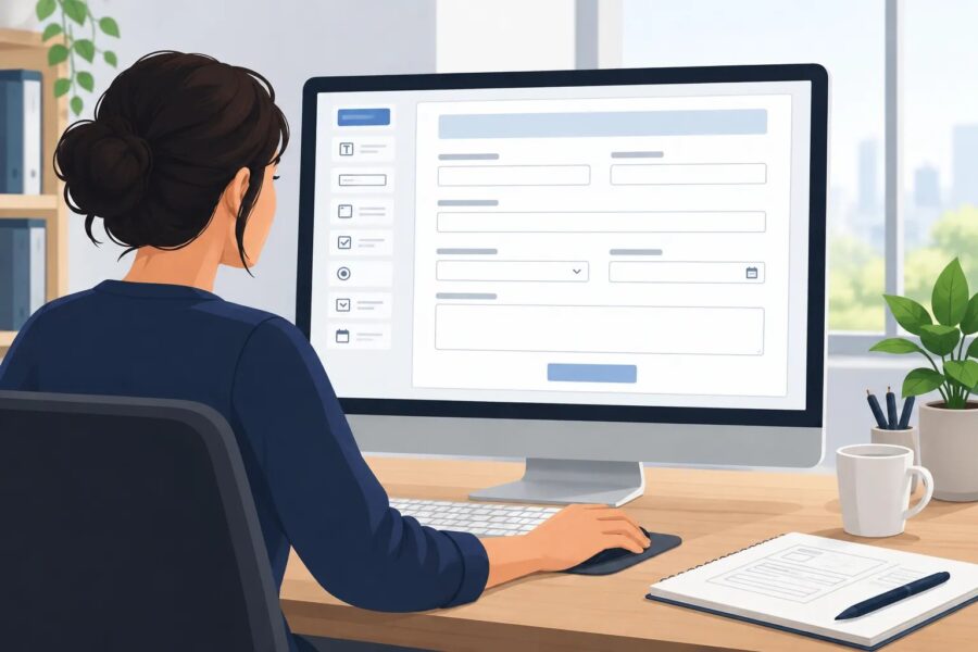Creator designing a simple digital intake template for a client workflow