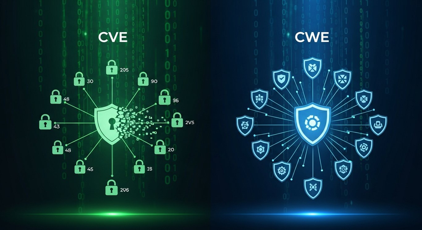 What is the difference between CVE and CWE?