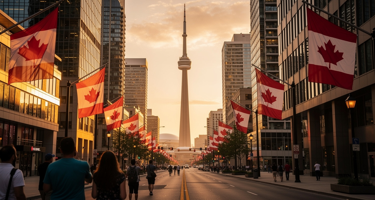CN Tower und Skyline von Toronto, die kanadische Telefonnummern unter der Ländervorwahl +1 repräsentieren