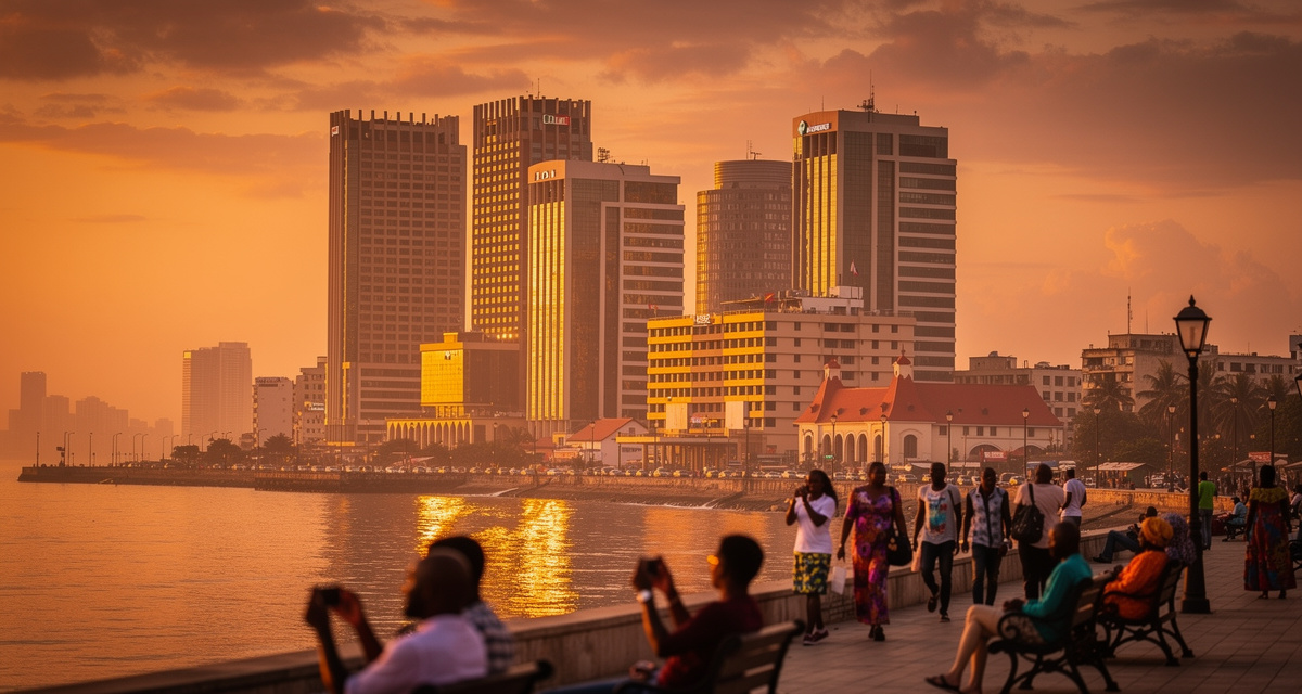 Lagos skyline at sunset, Nigeria - the country using the +234 dialing code