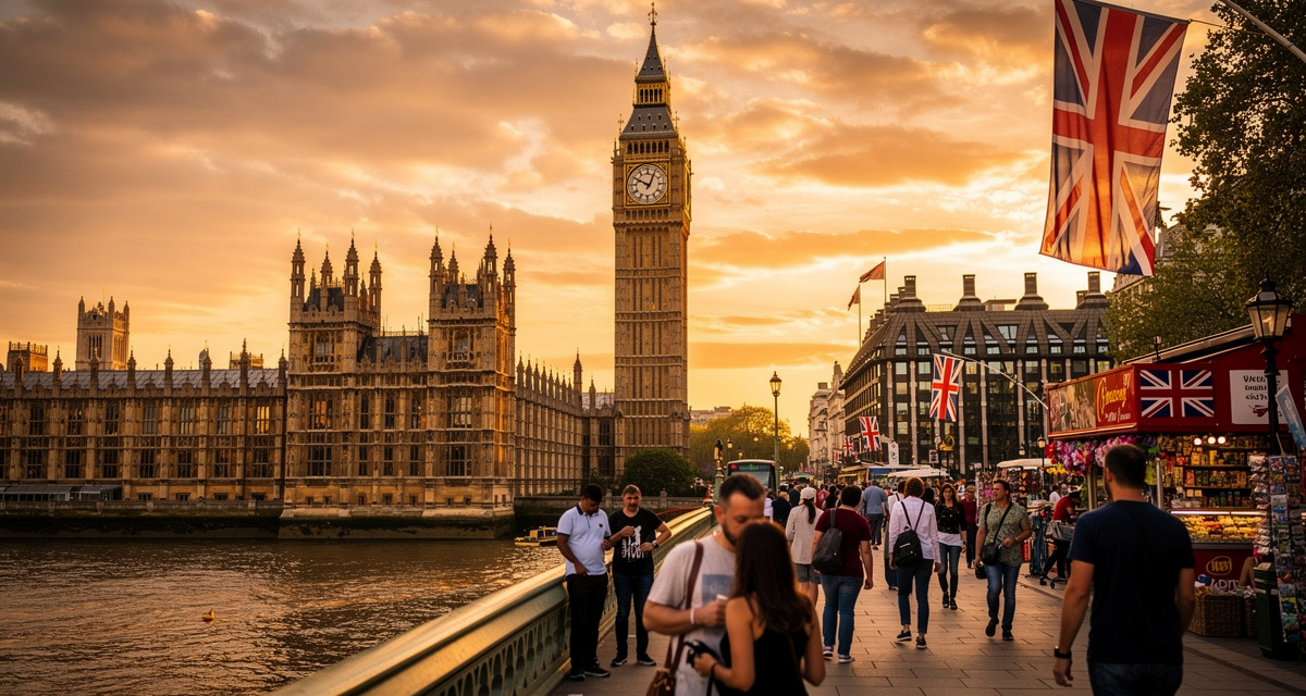 Big Ben und das Parlament in London, stellvertretend für die Ländervorwahl +44 des Vereinigten Königreichs
