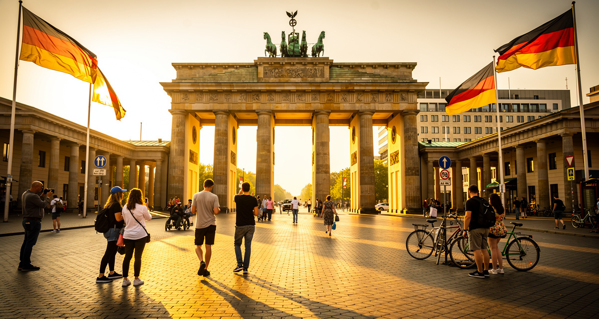 Brandenburger Tor in Berlin, Deutschland, Symbol für die internationale Vorwahl +49