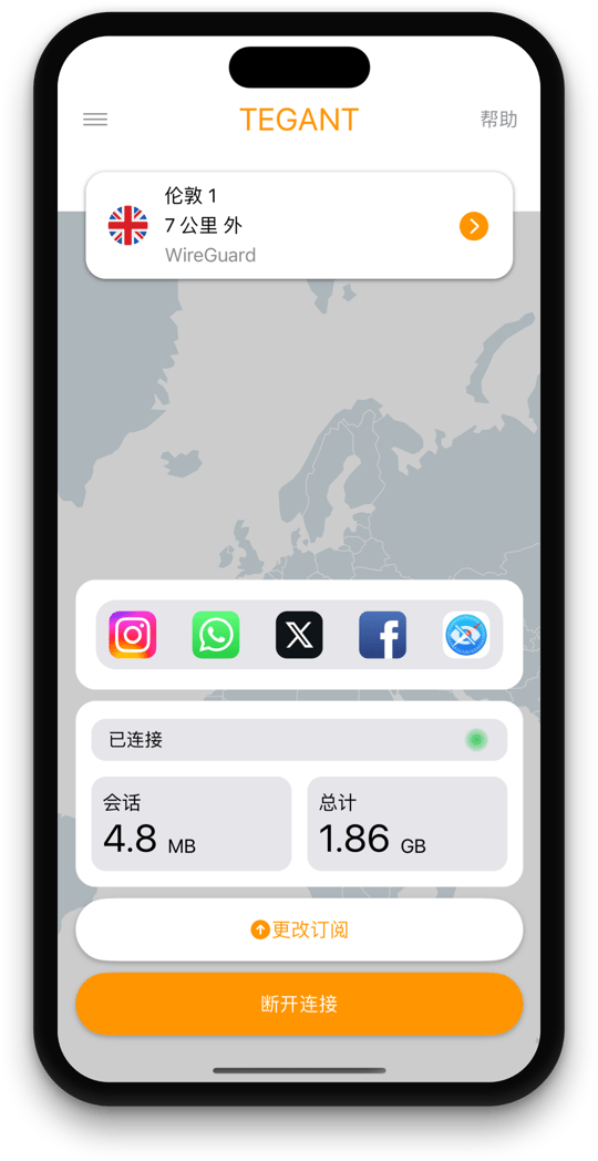 Tegant VPN主界面