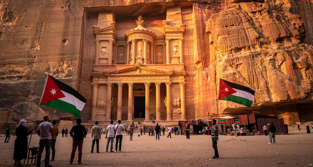 Petra Treasury in Jordan representing the +962 international dialing code