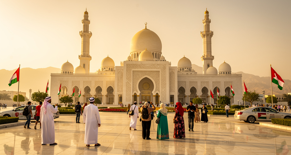 Sultan Qaboos Grand Mosque in Muscat representing the +968 international dialing code for Oman