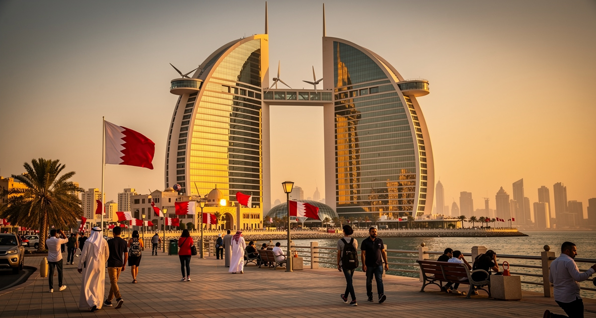 Bahrain World Trade Center in Manama, das die internationale Vorwahl +973 repräsentiert