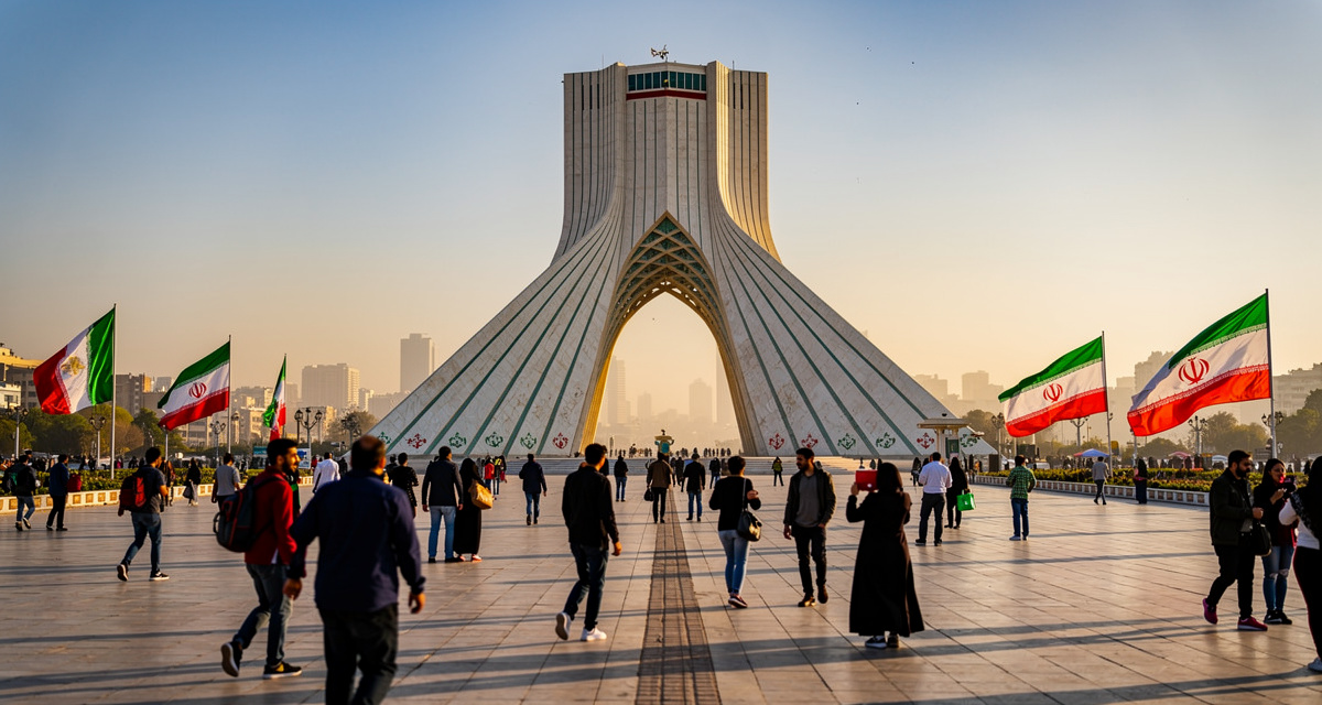 Azadi Tower in Tehran representing the +98 international dialing code for Iran
