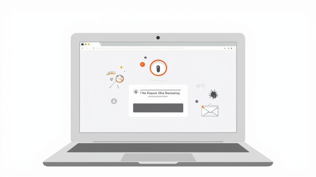 شاشة لابتوب تعرض واجهة تورنت آمنة مع أيقونات حماية VPN والتشفير