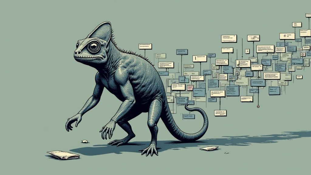 一位使用笔记本电脑并带有盾牌图标的人，象征通过 VPN 绕过 DPI。