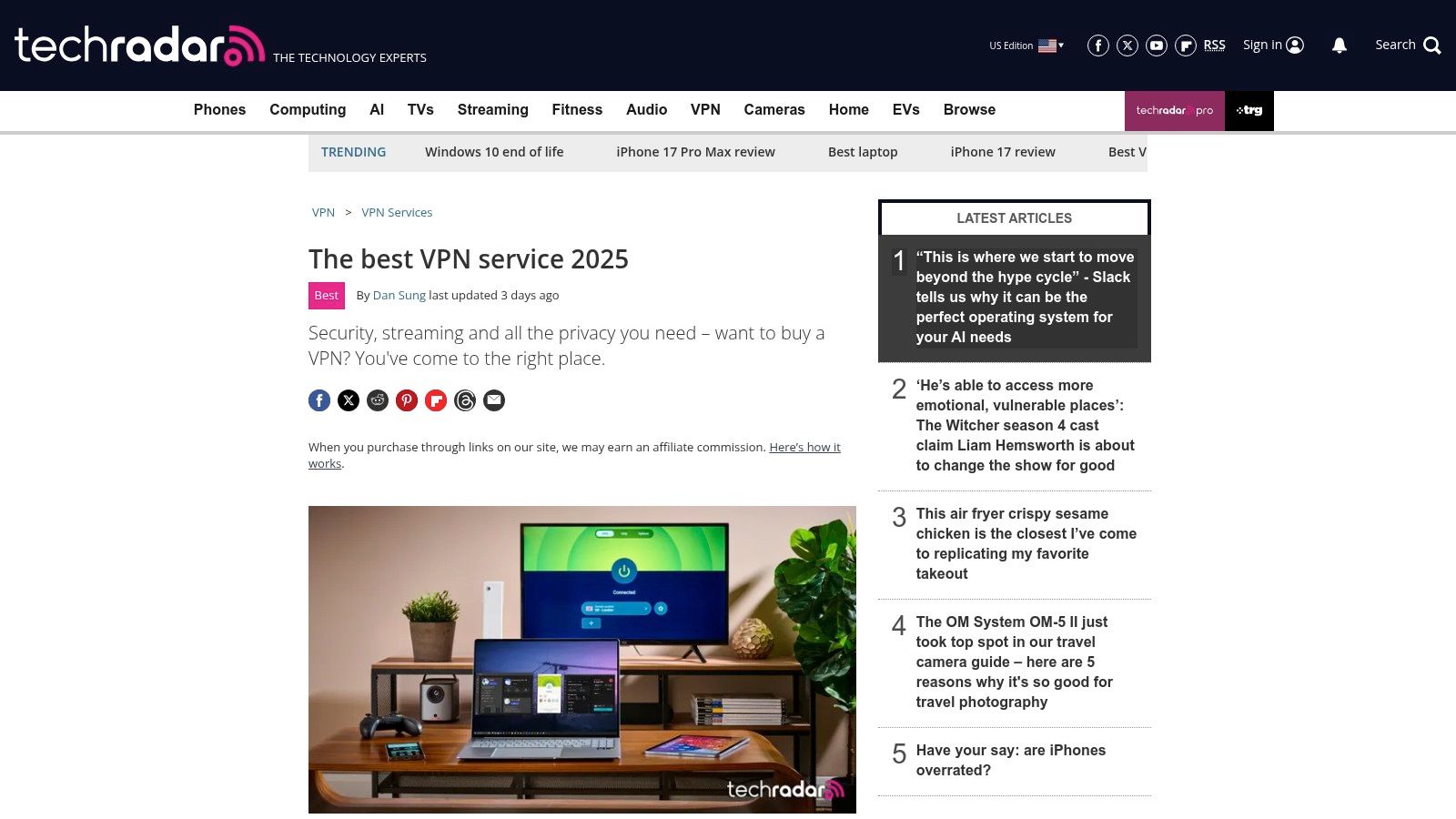 TechRadar — Best VPN roundup