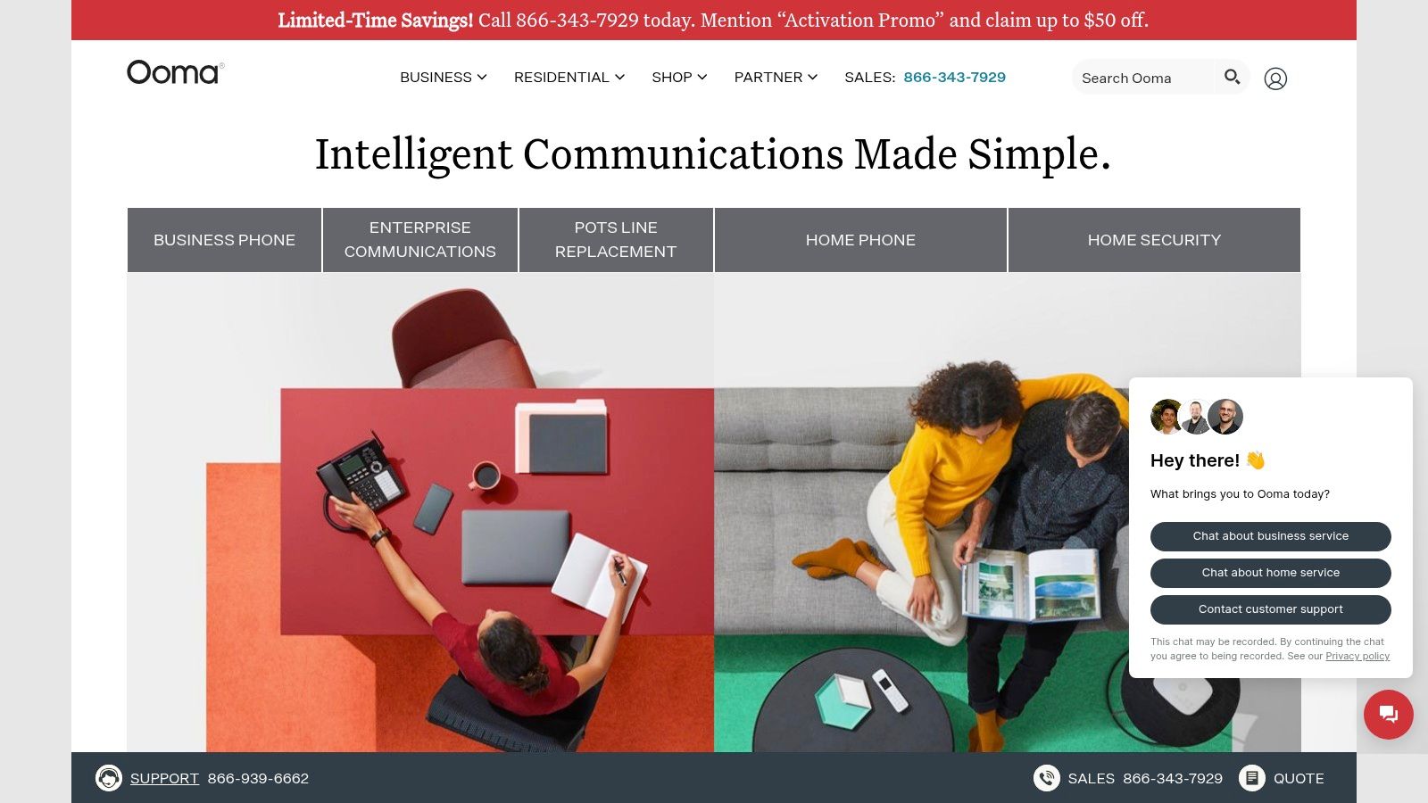 Ooma Office's desktop application interface, an alternative to Google Voice for business communications.