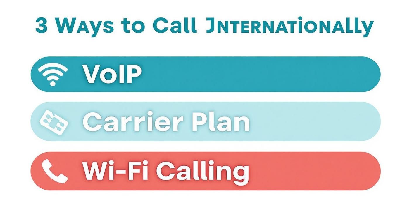 Infographie sur la manière la moins chère d'appeler à l'international