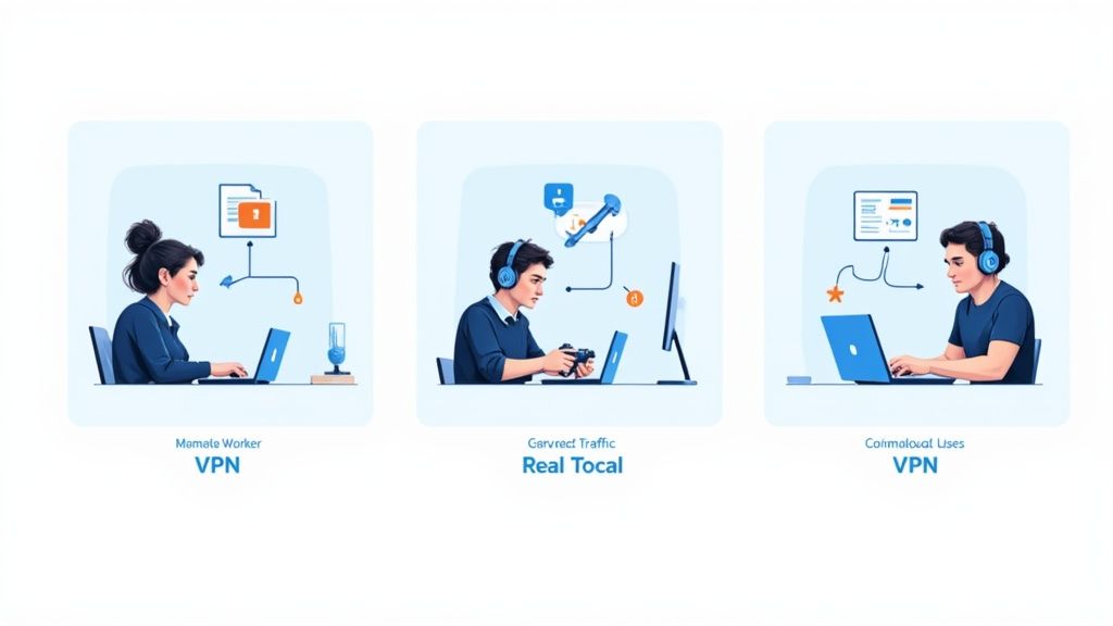 Person, die an einem Laptop in einer modernen, gemütlichen Umgebung arbeitet