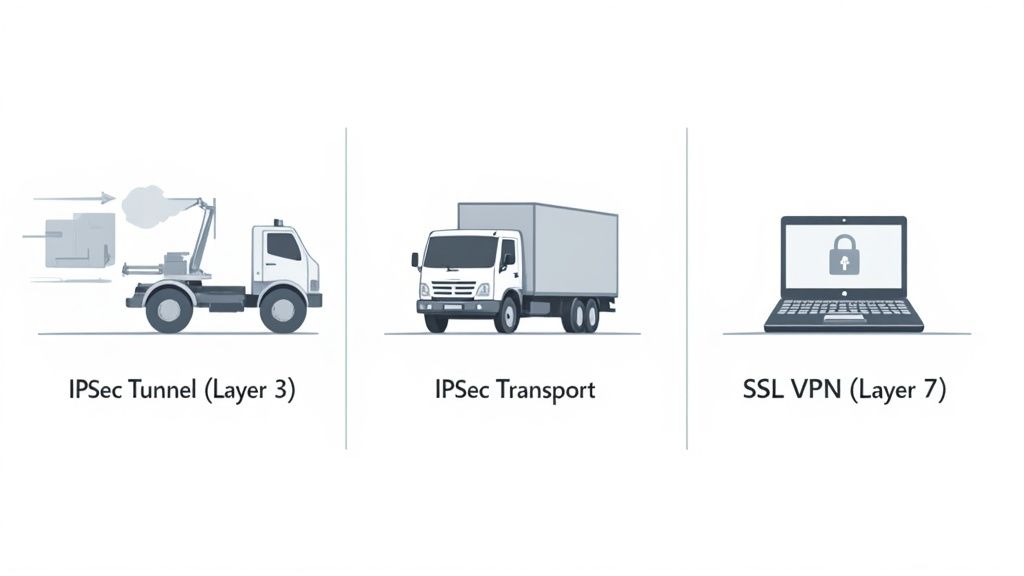 Représentation visuelle de l'architecture VPN et des couches de sécurité.