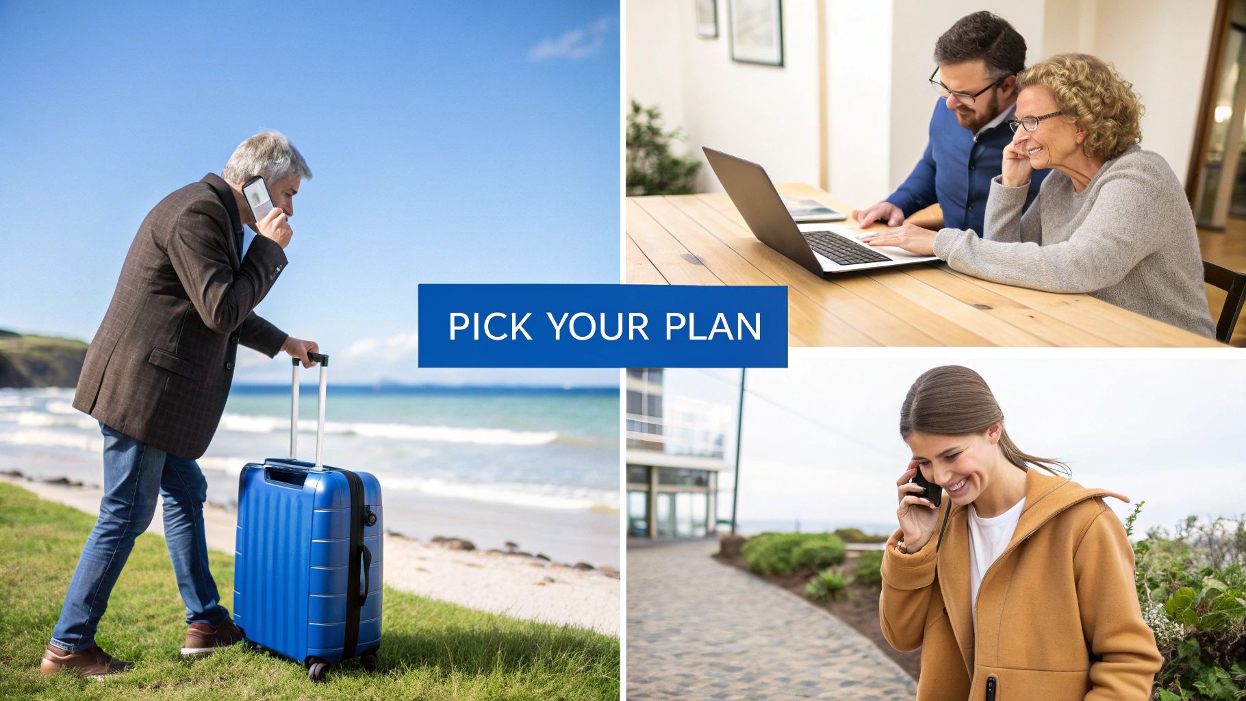 Une personne songeuse regarde son téléphone, réfléchissant à la meilleure option d'appel international.