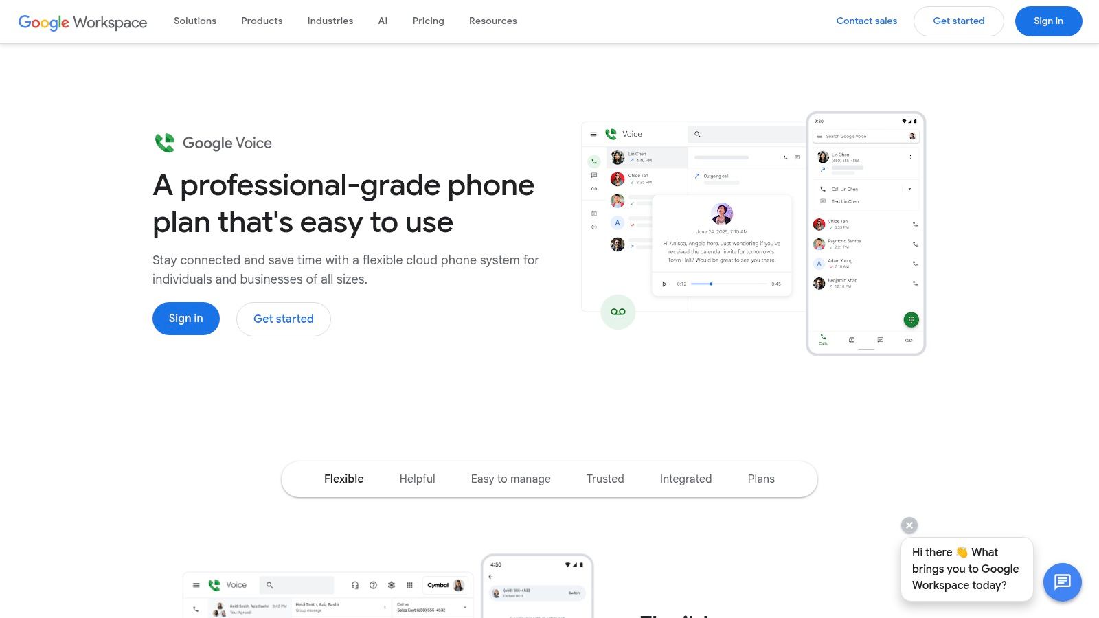 Google Voiceアプリの通話画面