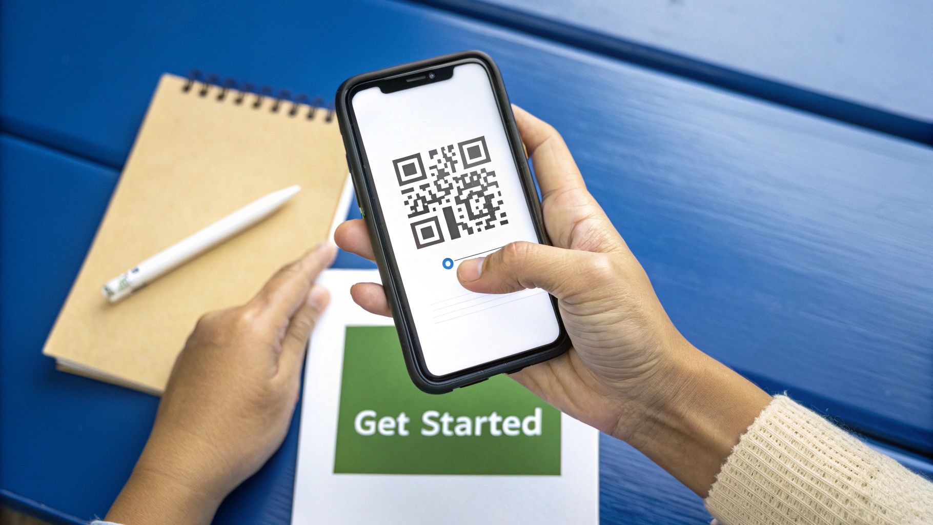 يد شخص تحمل هاتفًا ذكيًا، مع أيقونات لتطبيقات المكالمات الدولية على الشاشة.