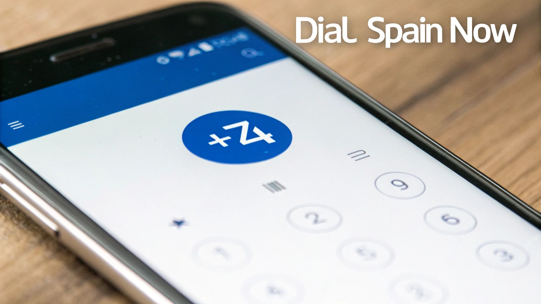 Une personne composant un téléphone avec une carte de l'Espagne en arrière-plan.