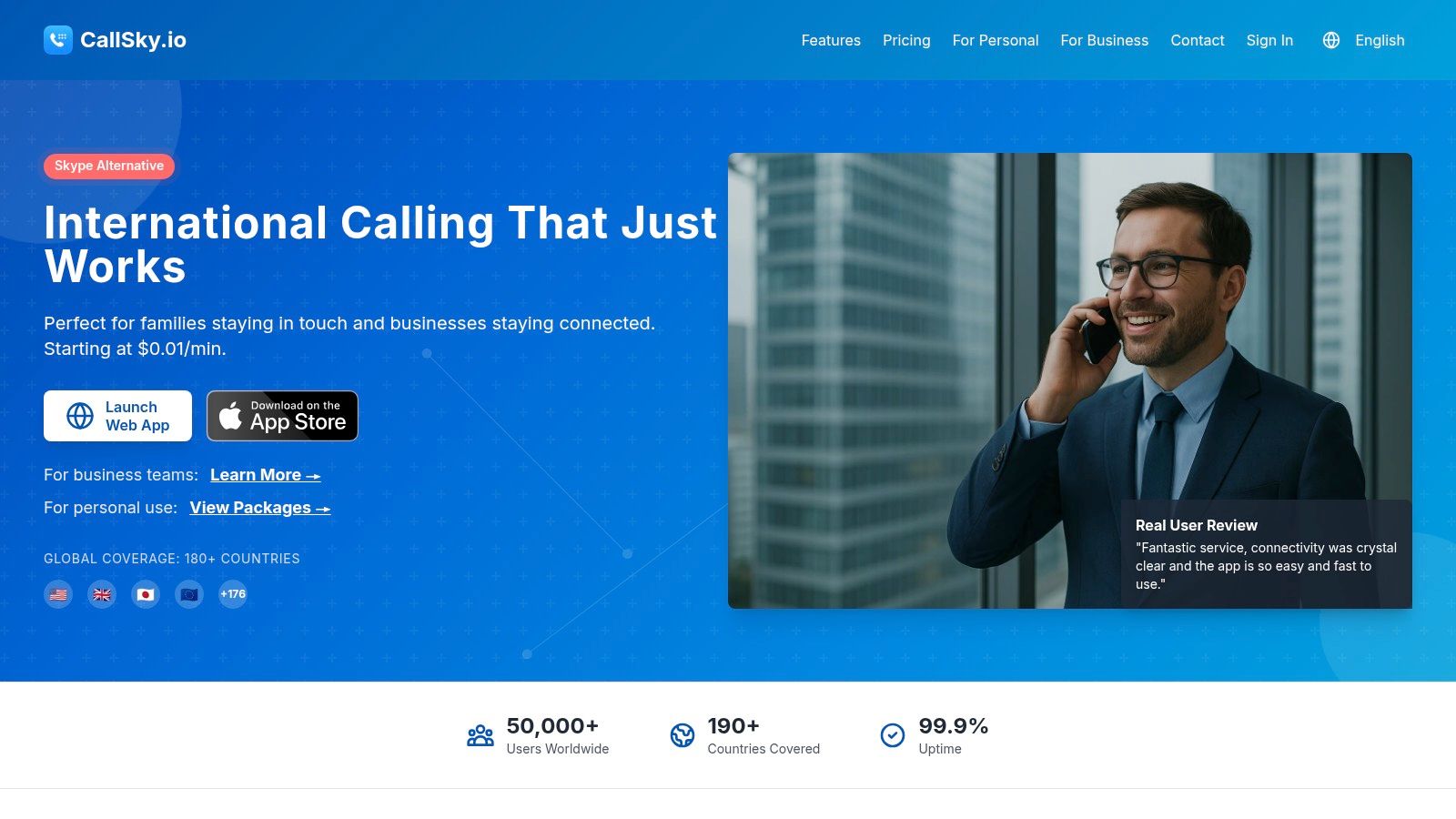 CallSky.io: Der hochwertige Pay-as-you-go-Spezialist