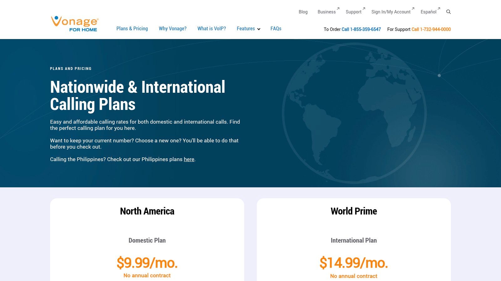 Vonage (Residential World Prime and other plans)