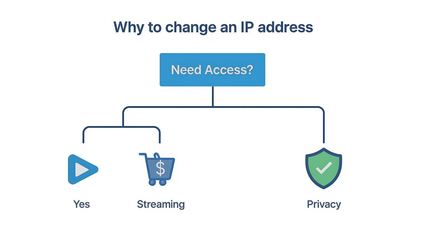 Infographic about how to change ip address location